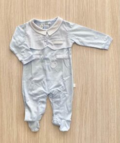 Tutina neonato manica lunga in cotone di colore azzurro con dettagli in bianco e bottoncini di colore azzurro NG-3610/23 - Nazareno Gabrielli neonato